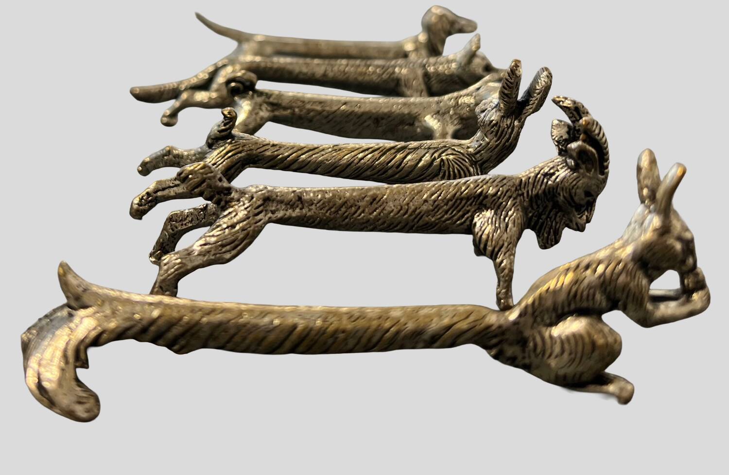 Set of 6 silver-plated animal knife rests