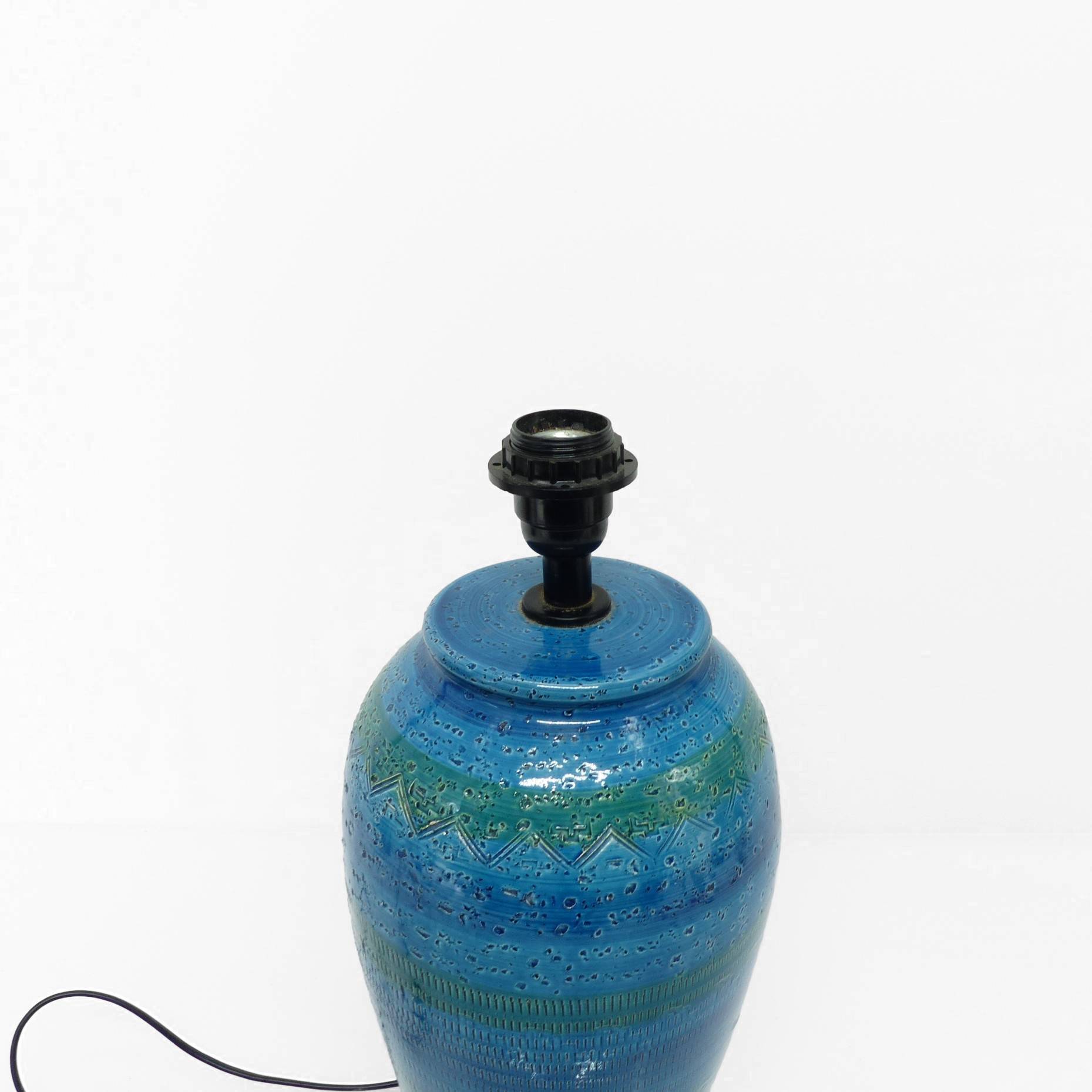 Blue earthenware lamp, Italy, circa 1980