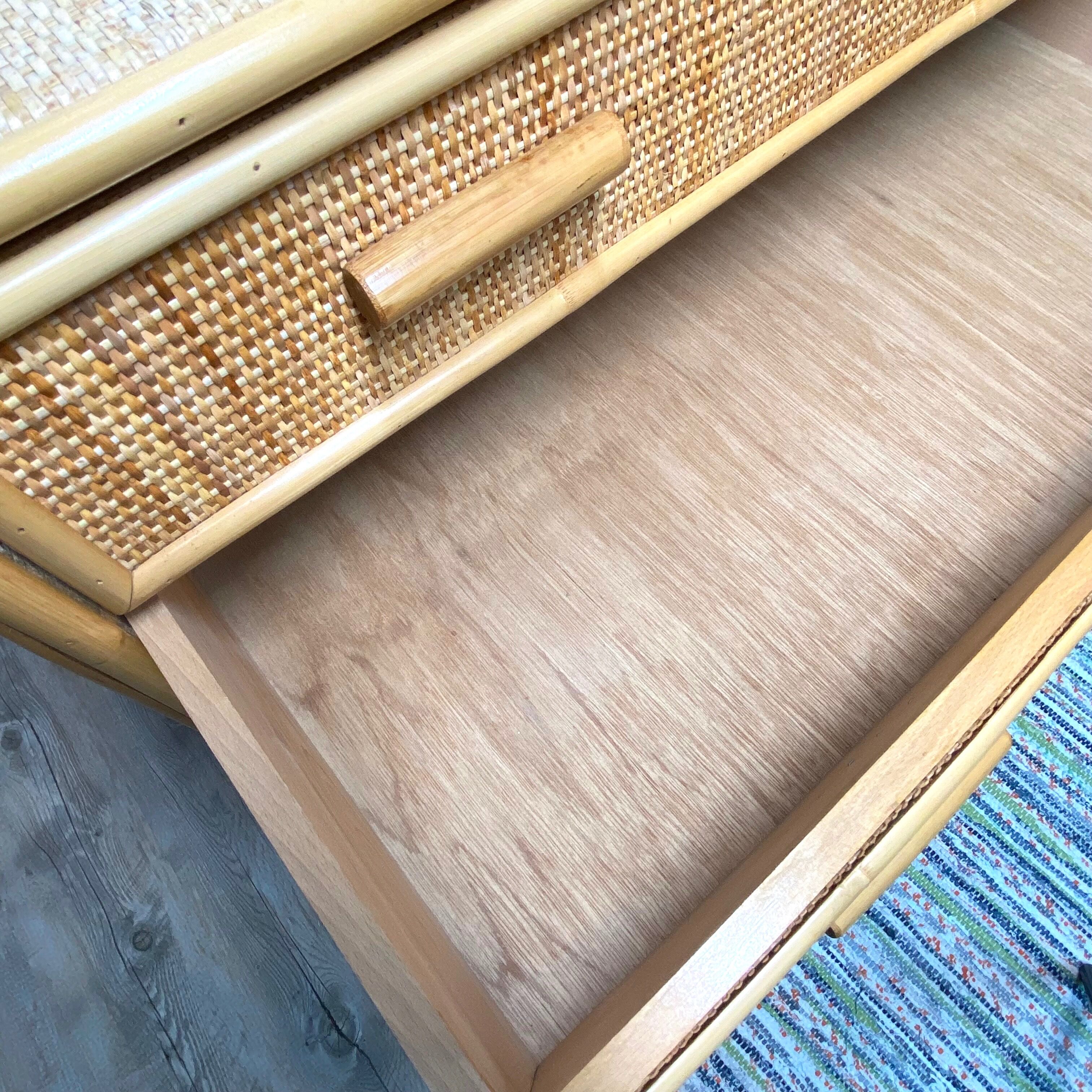 Chest of drawers in rattan and bamboo