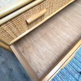 Chest of drawers in rattan and bamboo