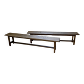 Set of two rustic oak farm benches 2m