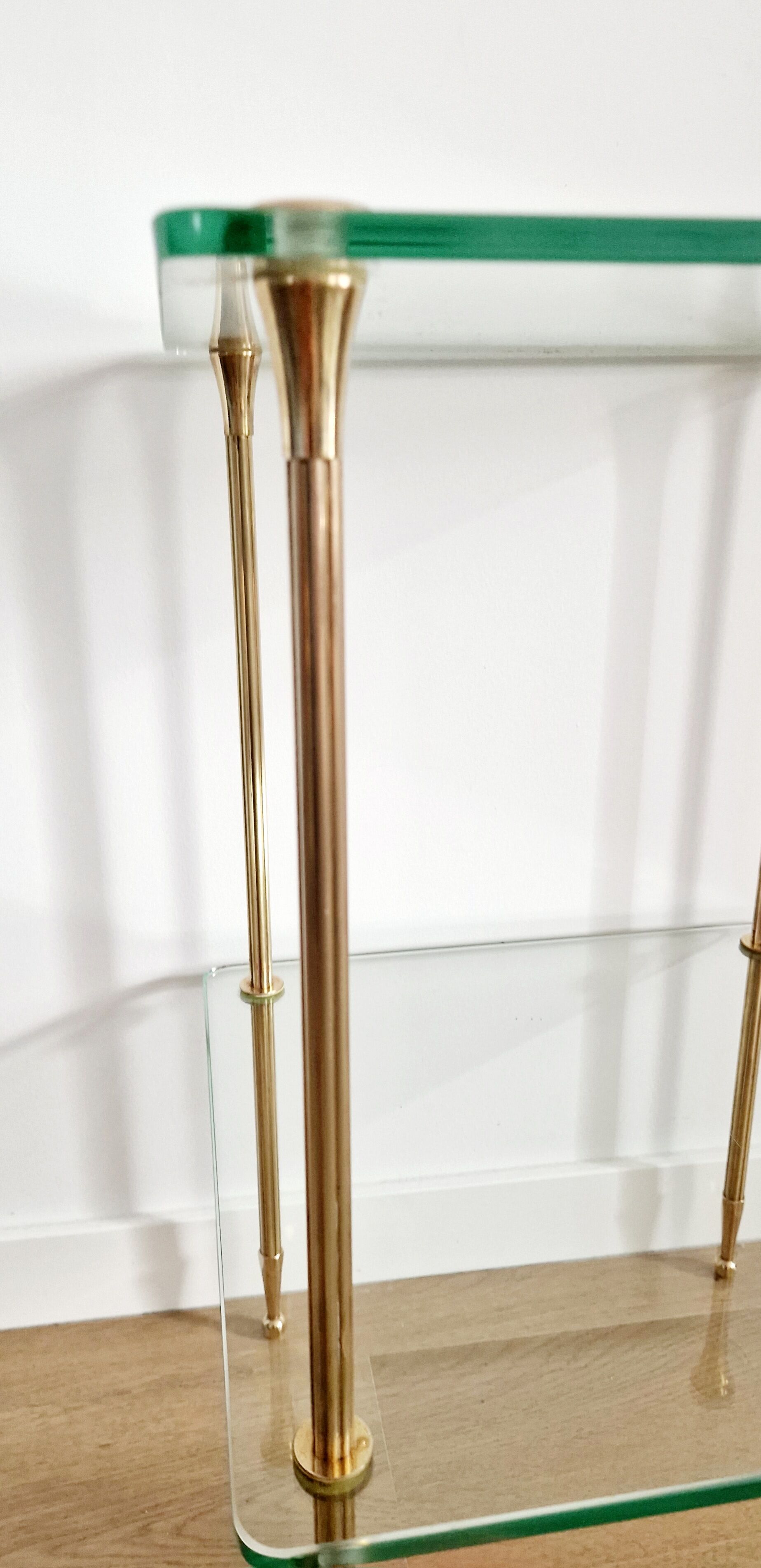 Glass and brass side table 70s