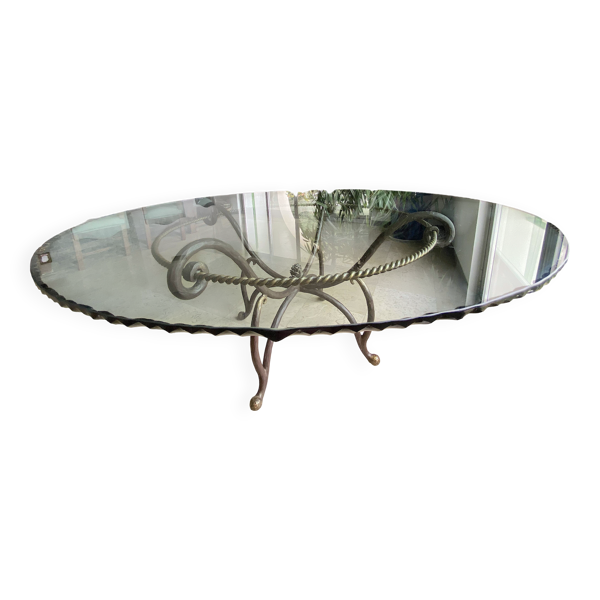 Grande table ronde en verre et fer forgé – Ø 170 cm – 1 490 €