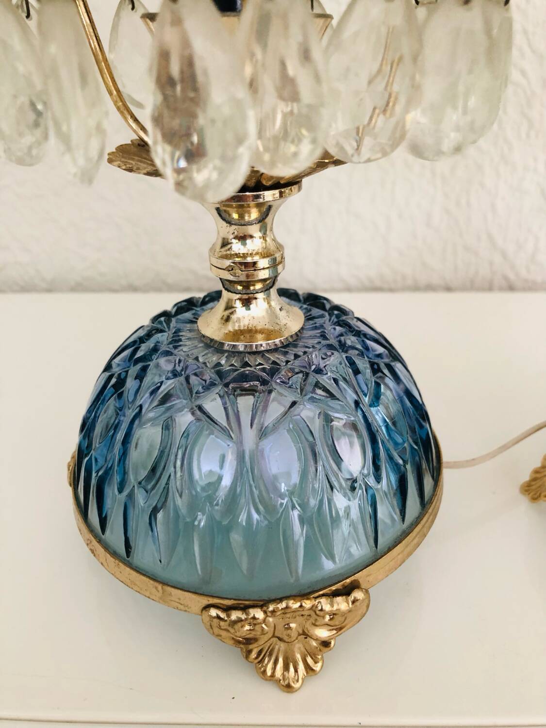 Paire de lampes en verre style Hollywood Regency, circa 1960