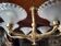 Old art deco bronze chandelier 6 branches frosted molded glass.