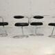 4 chairs tubular steel, imitation black leather, Italy, circa 1970