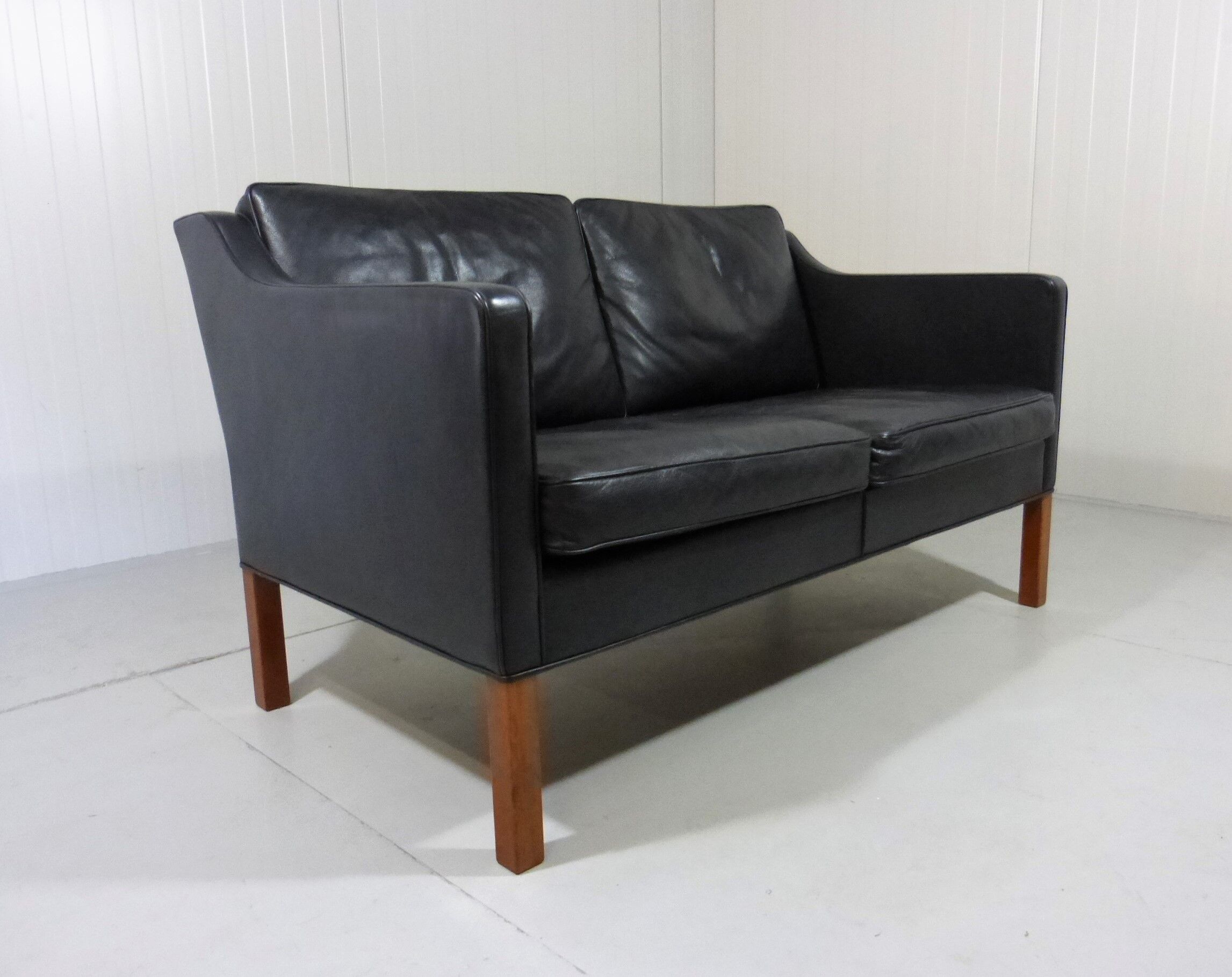 Black leather sofa by Børge Mogensen for Fredericia, Denmark