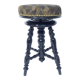 Old adjustable piano stool Napoleon III style with black & gold fabric
