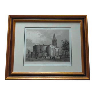 Lithograph by Auguste Mathieu Church of Saint Paulien