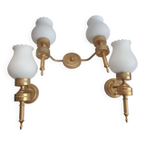 Trois appliques murales dorées flambeau style Empire