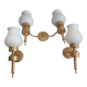 Three Empire style golden torch wall sconces