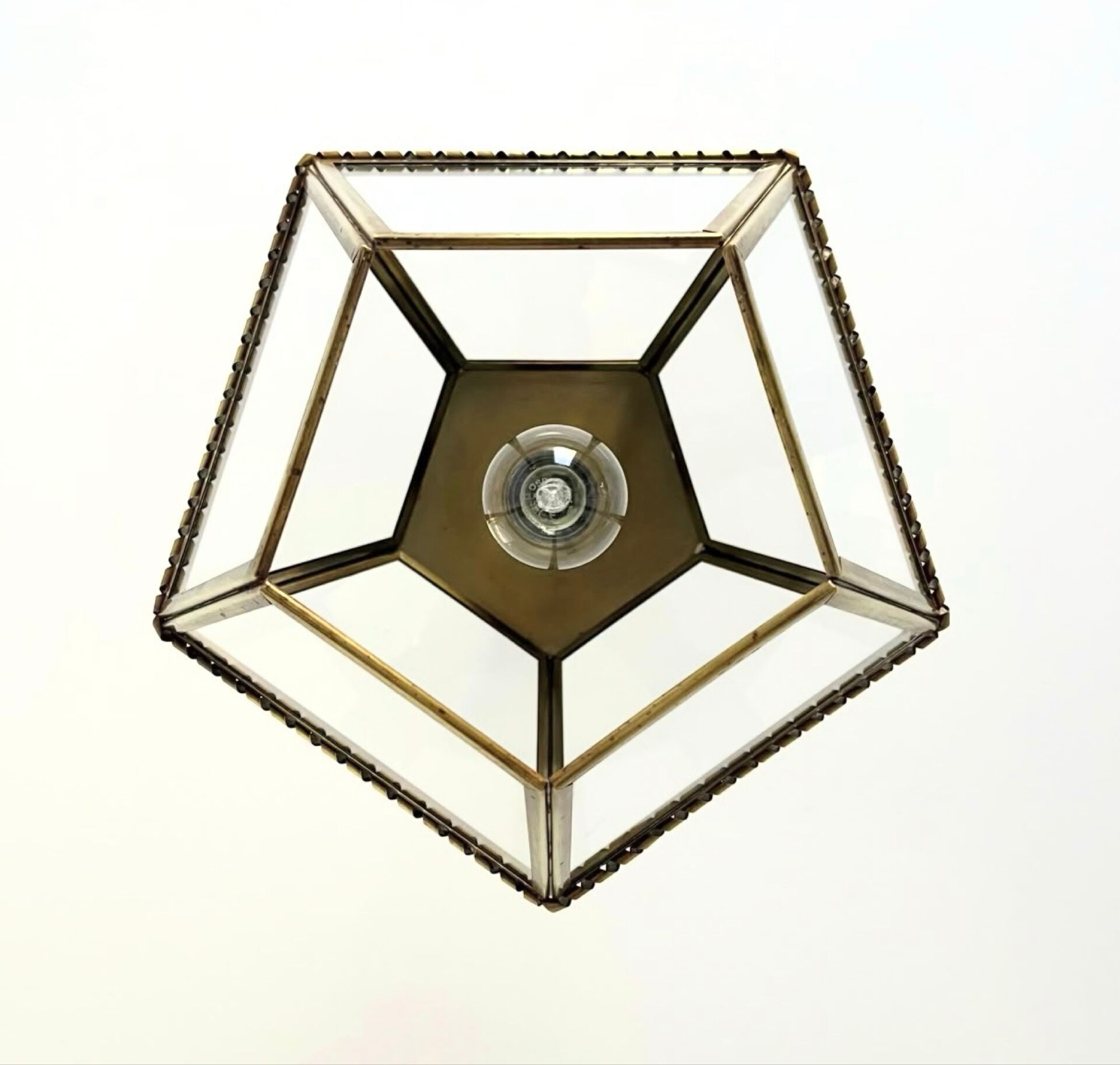 Vintage glass and brass pendant light
