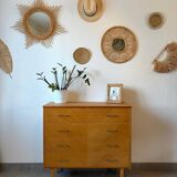 Vintage oak chest of drawers from the 1960s.