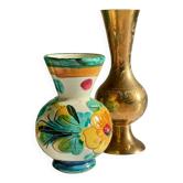VASES Handcrafted Ceramic Chiseled Brass VINTAGE
