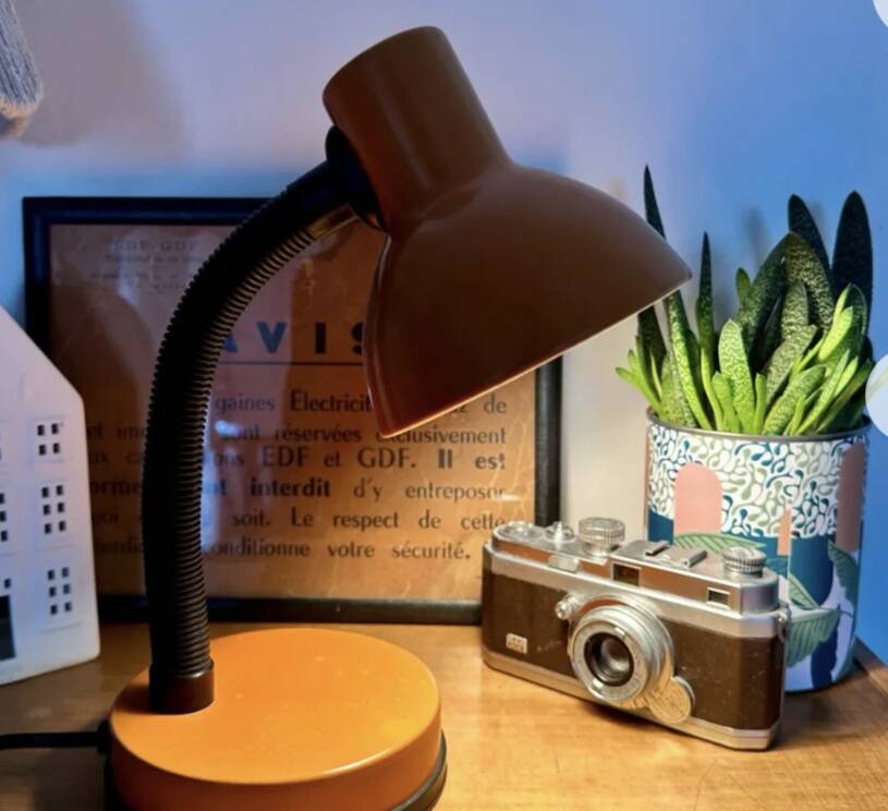 Vintage articulated desk lamp, orange