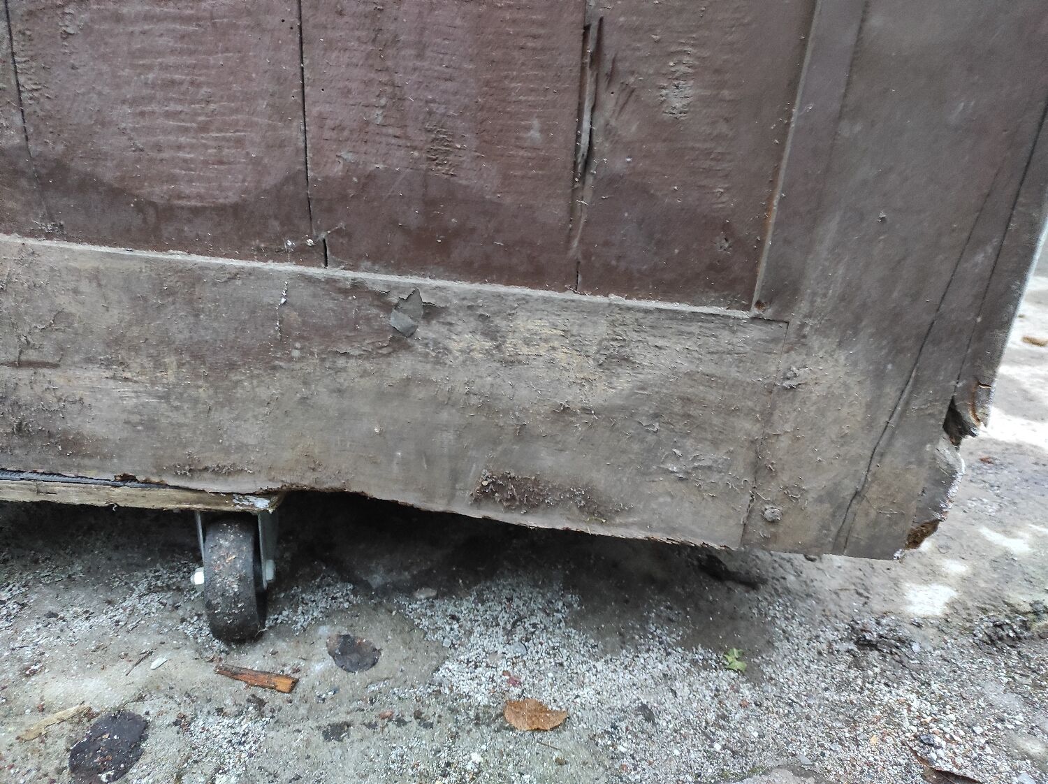 Old rustic Parisian wardrobe patinated white in oak and fir