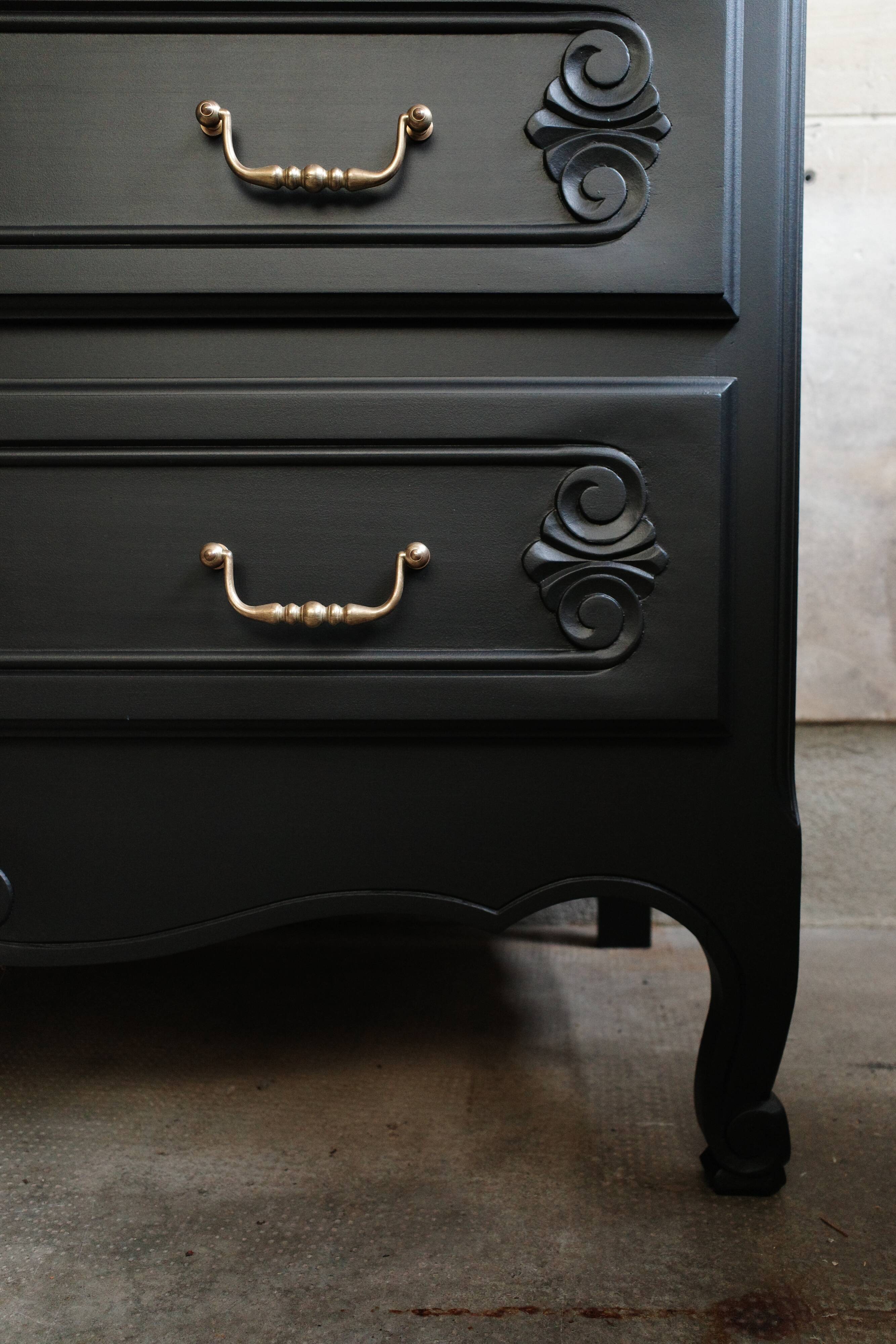 Revamped vintage black chest of drawers