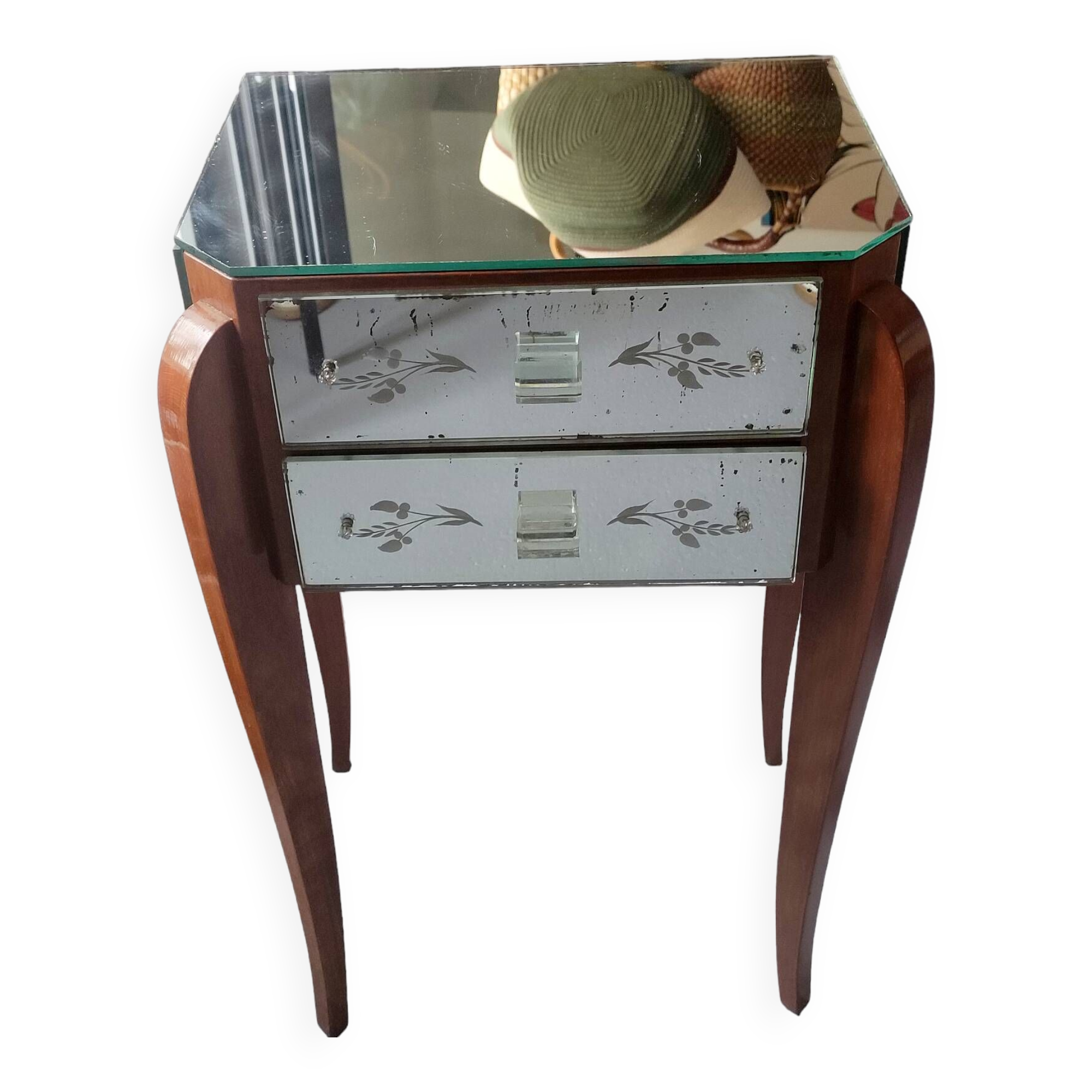 Art Deco mirrored bedside table