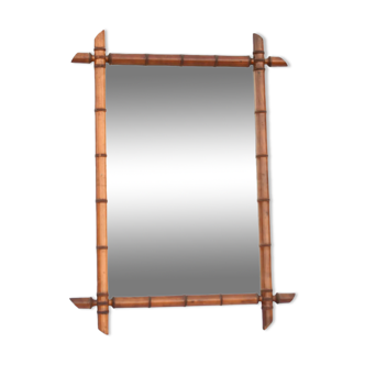 Wooden mirror imitation bamboo 91x66 cm
