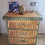 Commode osier/rotin/bois