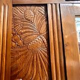 Large Parisian Art Deco wardrobe in solid oak – timeless elegance