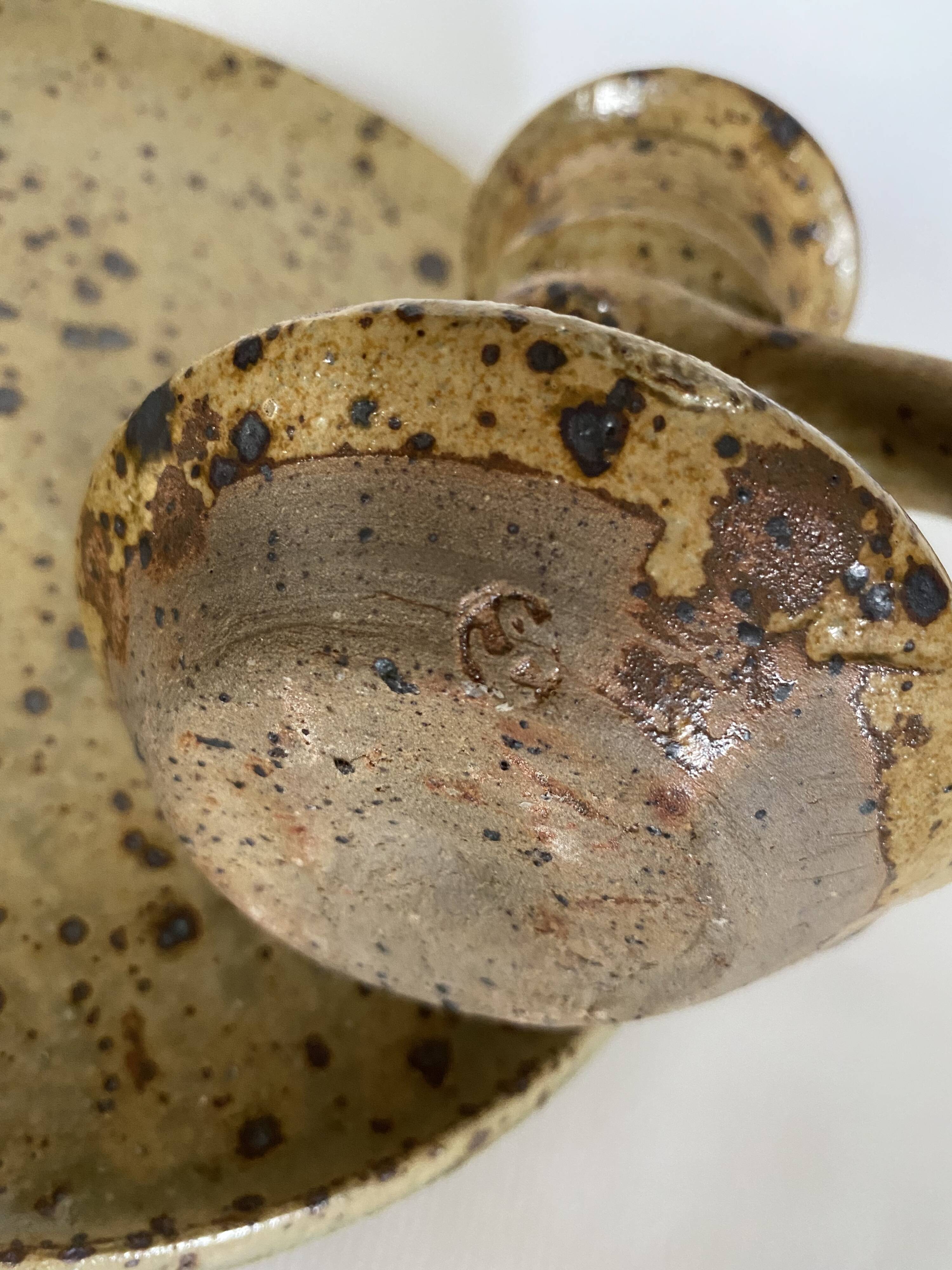 G.Tiffoche stoneware candlestick