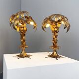 Pair of gold-plated palm tree table lamps by Hans Kögl, Germany, 1970s