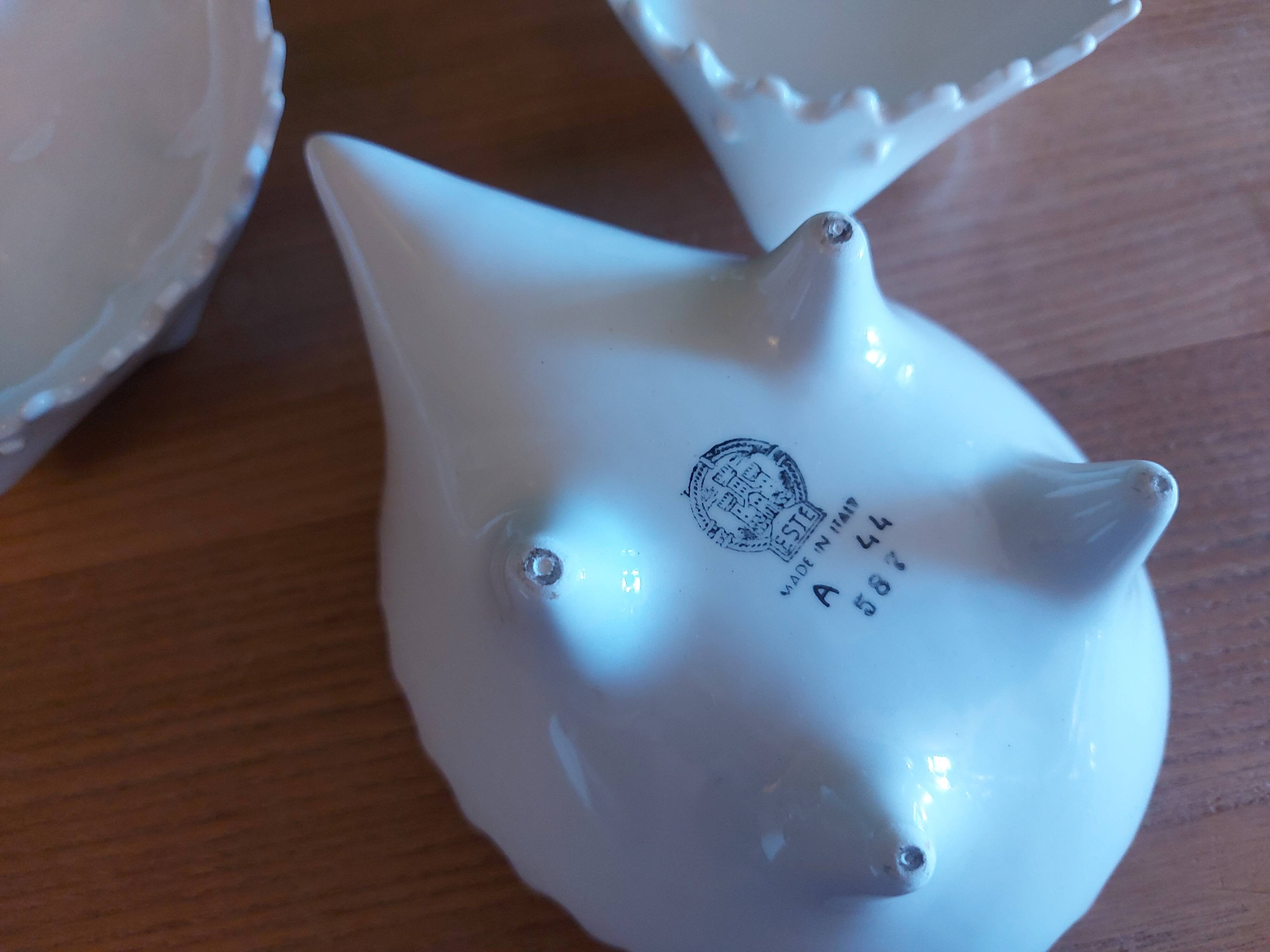 Stackable pocket set zoomorphic , ceramic este , italy " herissons "