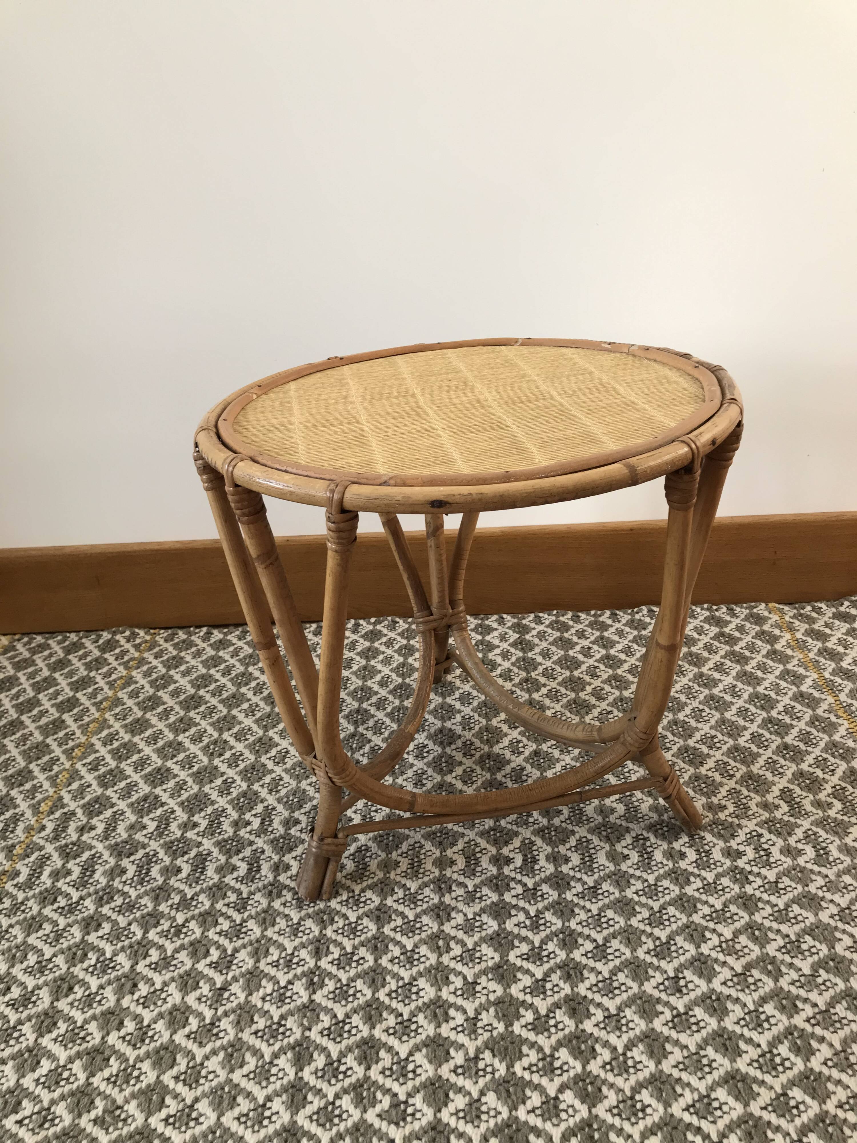 Rattan side table