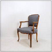 Louis XV style armchair - mouse gray felt fabric