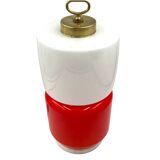 Space Age Red and white glass cylindrical table lamp, Italy 1970s