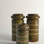Yellow and Green Stoneware Vases by Aldo Londi for Bitossi, Italy, Set of 3