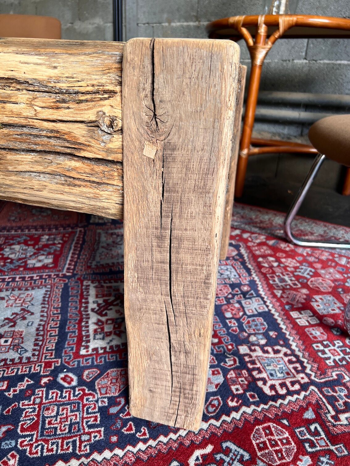 Artisanal vintage coffee table in solid wood