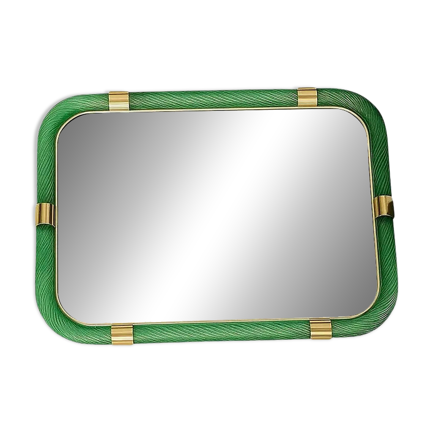 Italian Monumental Rectangular “Torciglione” Wall Mirror Murano Glass