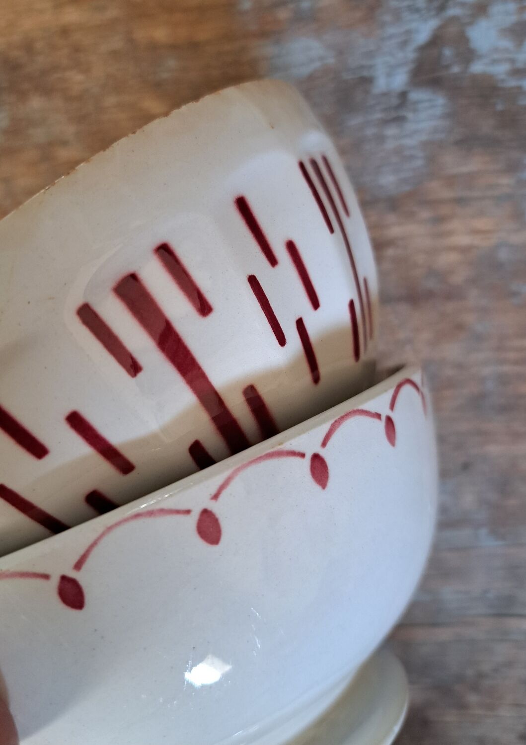 Duo of stenciled bowls