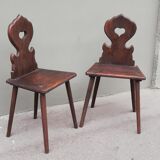 Pair of antique solid oak chairs