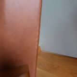 Scandinavian armchair in brown leatherette and wood