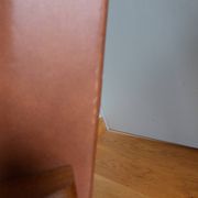 Scandinavian armchair in brown leatherette and wood
