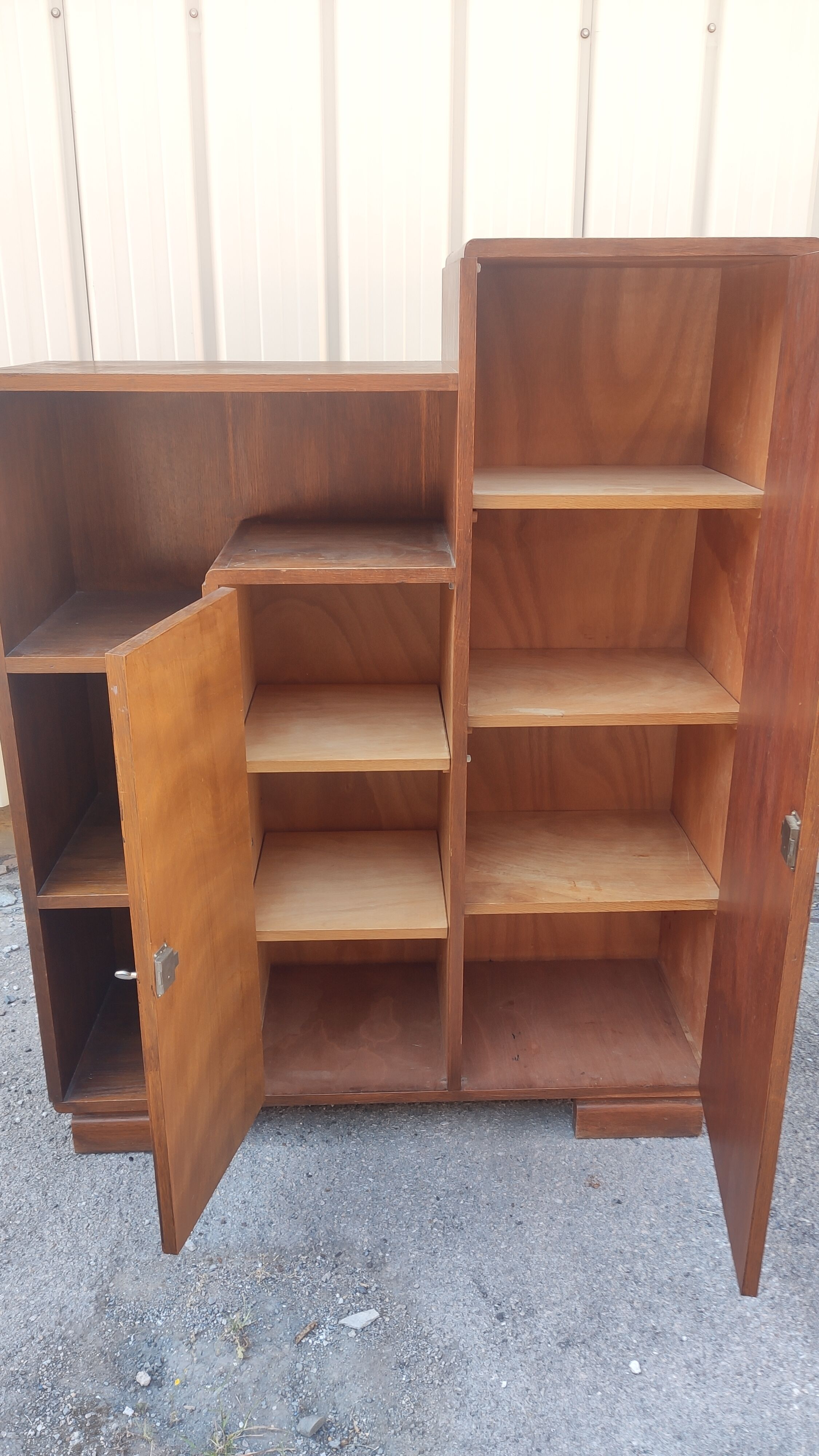 Two-door modernist shelf cabinet, art deco