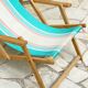 Transat pliant en bois et toile vintage