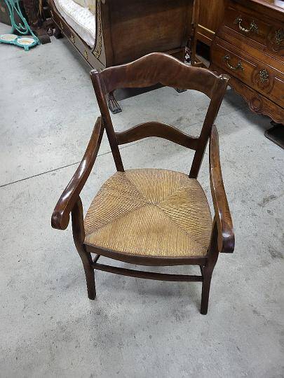 Old 19th century walnut straw armchair n° 2