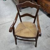 Old 19th century walnut straw armchair n° 2