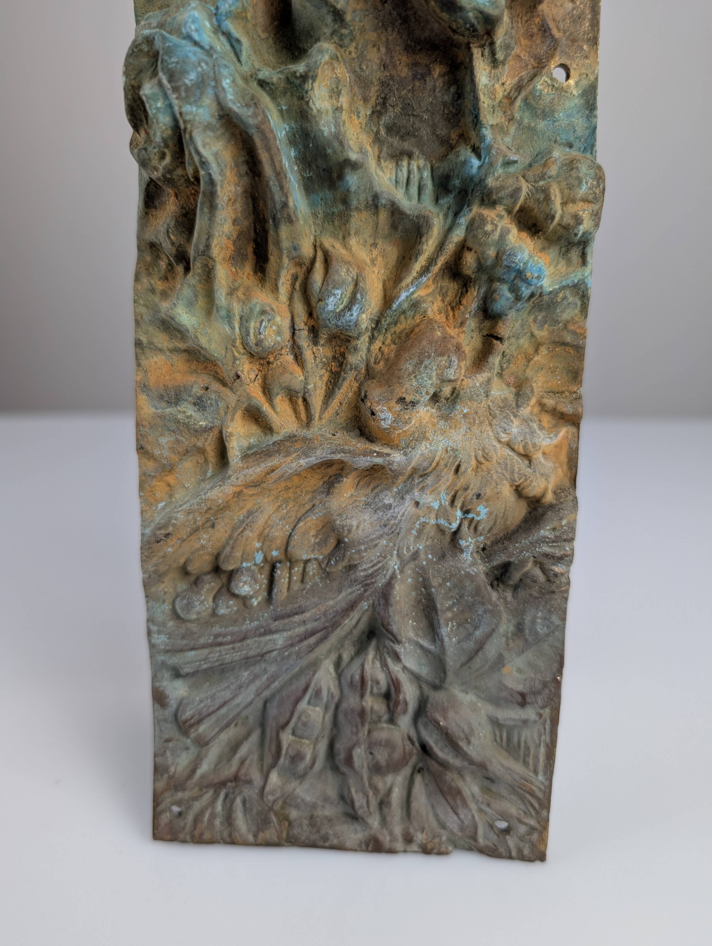 Antique Bronze Relief of Nature and Birds, 1900s