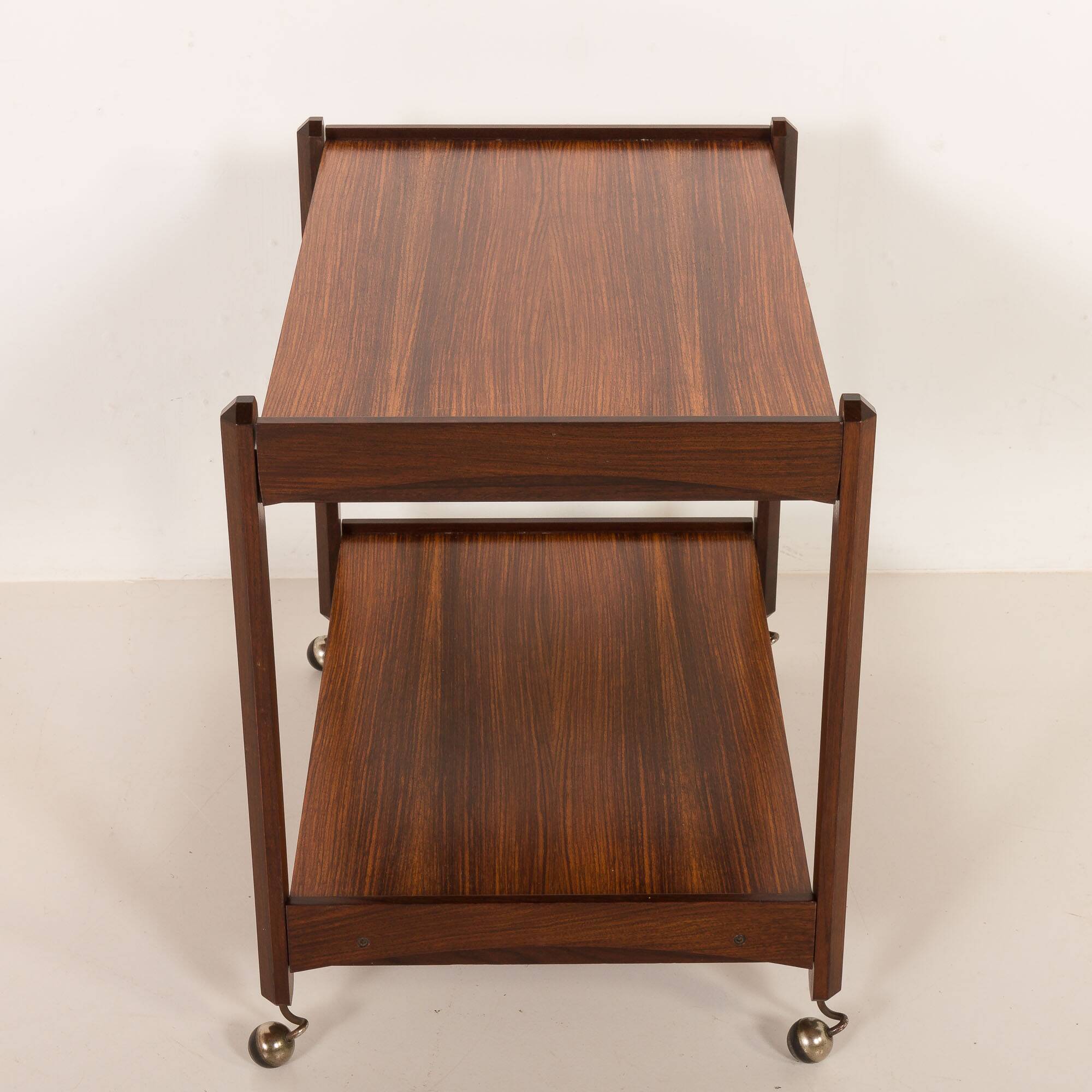 Italian mid century bar trolley, serving cart in rosewood, 1960s