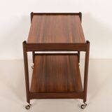 Italian mid century bar trolley, serving cart in rosewood, 1960s