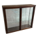 Dark-stained wood and glass vintage display cabinet — early 20th-century wall-mounted showcase