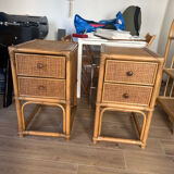 Cane bamboo bedside table