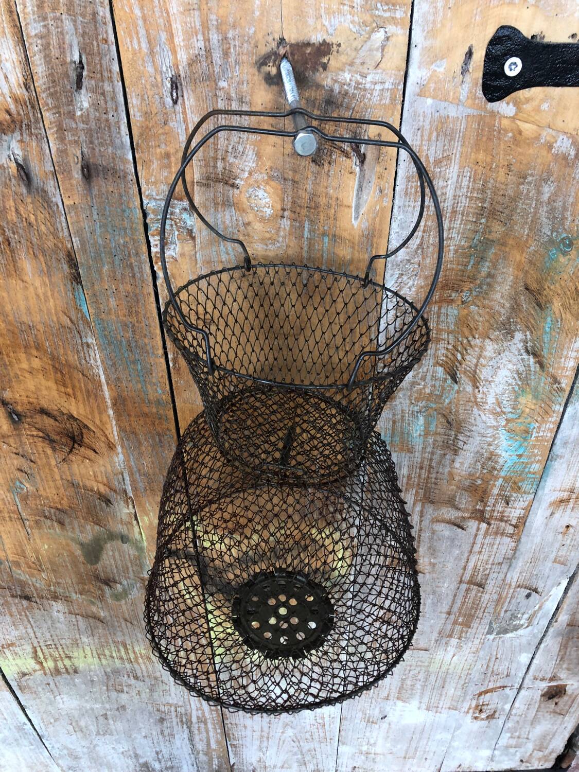 Old Fishing Net Vintage Foldable Metal Basket