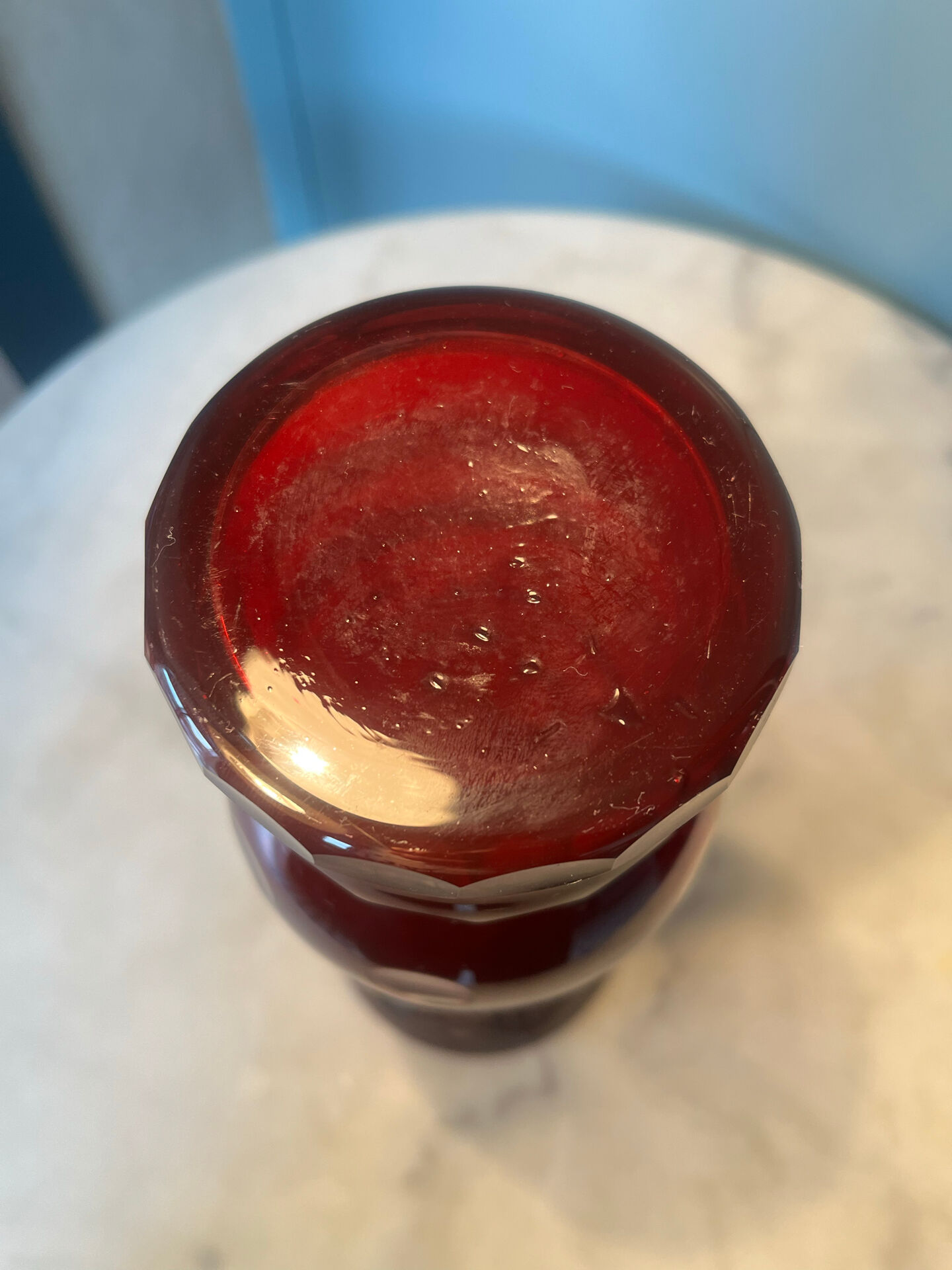 Bohemian cut crystal vase, 1950, h= 29 cm.