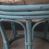 Pair of rattan bamboo poufs